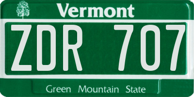VT license plate ZDR707