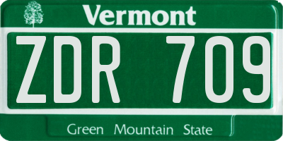 VT license plate ZDR709
