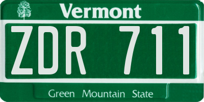 VT license plate ZDR711