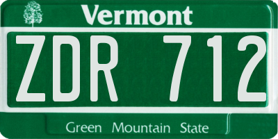 VT license plate ZDR712