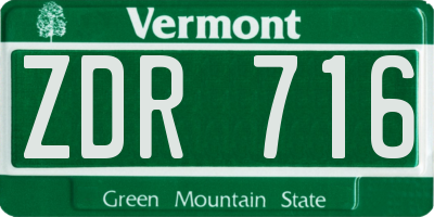 VT license plate ZDR716