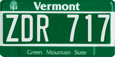 VT license plate ZDR717