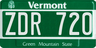 VT license plate ZDR720