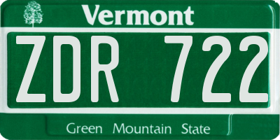 VT license plate ZDR722