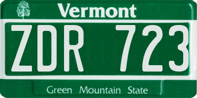 VT license plate ZDR723