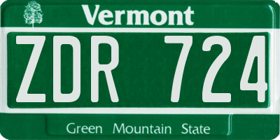 VT license plate ZDR724