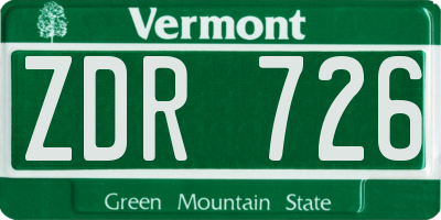 VT license plate ZDR726