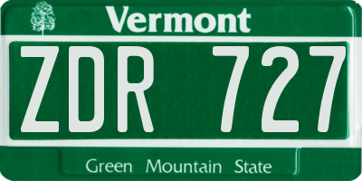 VT license plate ZDR727