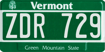 VT license plate ZDR729