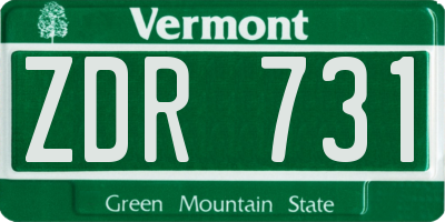 VT license plate ZDR731