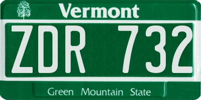 VT license plate ZDR732