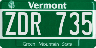 VT license plate ZDR735