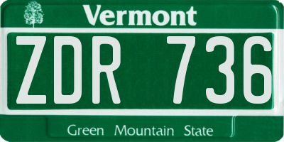 VT license plate ZDR736