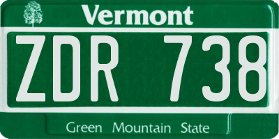 VT license plate ZDR738