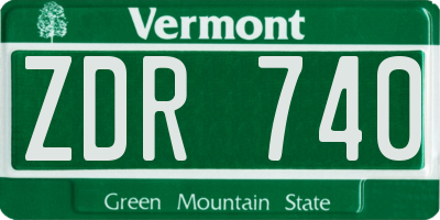 VT license plate ZDR740