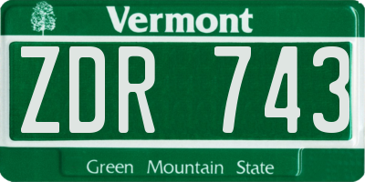 VT license plate ZDR743