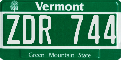 VT license plate ZDR744
