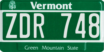 VT license plate ZDR748