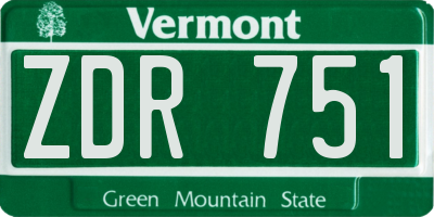 VT license plate ZDR751
