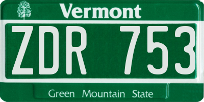 VT license plate ZDR753
