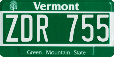 VT license plate ZDR755