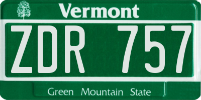VT license plate ZDR757