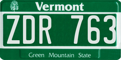 VT license plate ZDR763