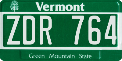 VT license plate ZDR764