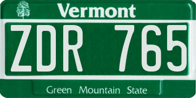 VT license plate ZDR765