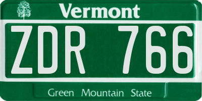 VT license plate ZDR766