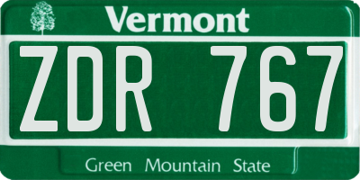 VT license plate ZDR767