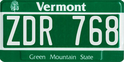 VT license plate ZDR768