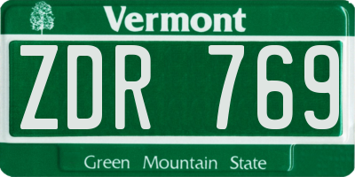 VT license plate ZDR769