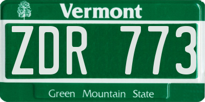 VT license plate ZDR773