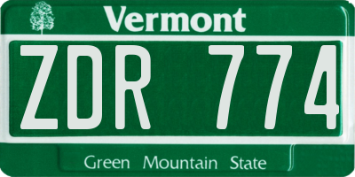 VT license plate ZDR774