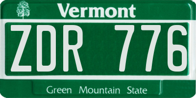 VT license plate ZDR776