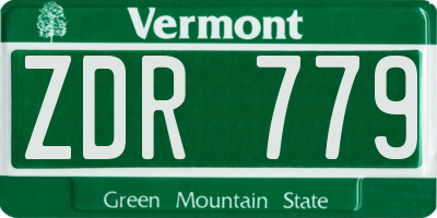 VT license plate ZDR779