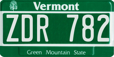 VT license plate ZDR782