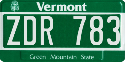 VT license plate ZDR783