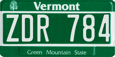 VT license plate ZDR784