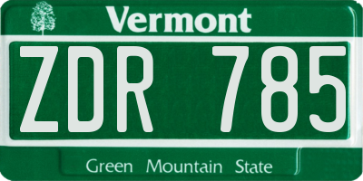 VT license plate ZDR785