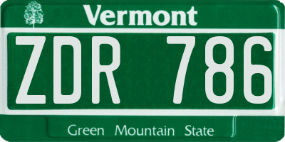 VT license plate ZDR786