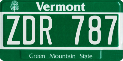 VT license plate ZDR787