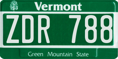 VT license plate ZDR788