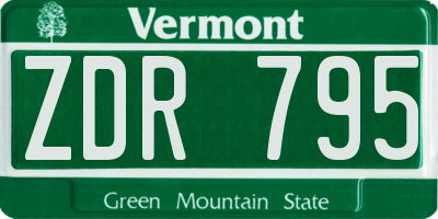 VT license plate ZDR795