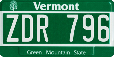 VT license plate ZDR796