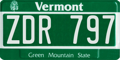 VT license plate ZDR797