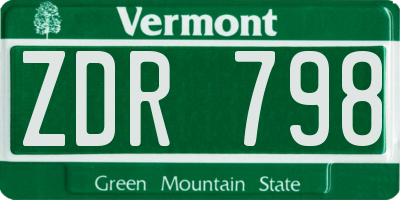 VT license plate ZDR798