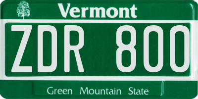 VT license plate ZDR800