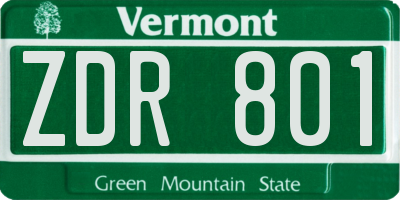 VT license plate ZDR801